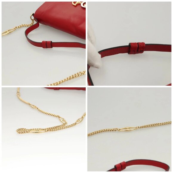 GUCCI Chain Shoulder Bag Leather Red Gold 572375 Auth 118122 - Picture 16 of 16